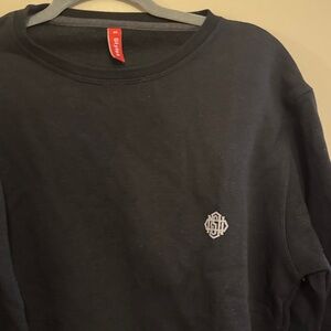 Black Crewneck fleece lined Sweatshirt with Logo